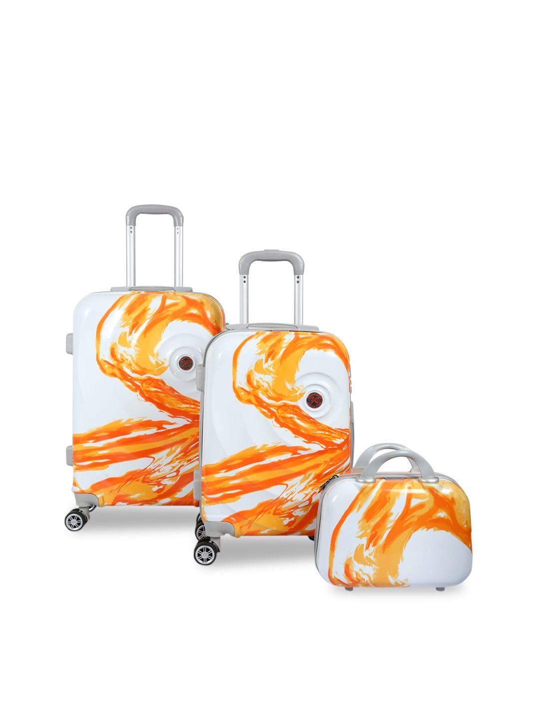 Polo Class Orange & White Printed Set of 3 Travelling Bag