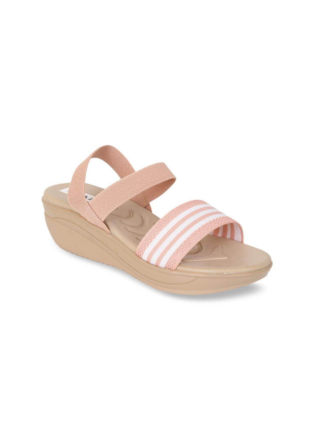 Zyla Peach & White Wedge Sandals
