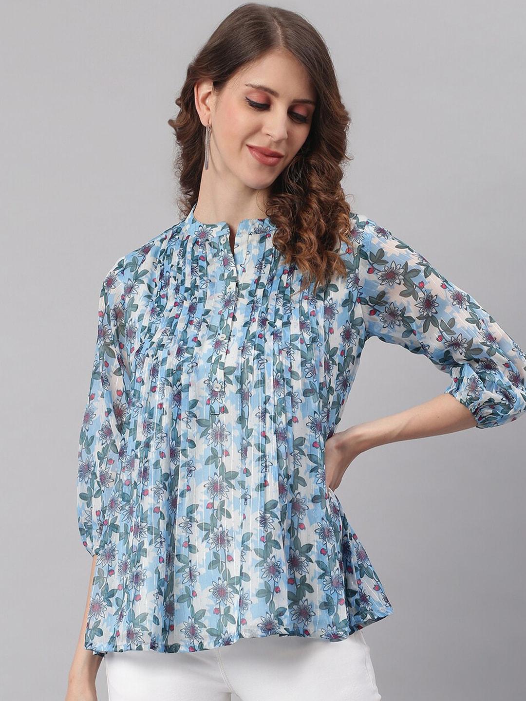 janasya-women-blue-floral-printed-georgette-a-line-top