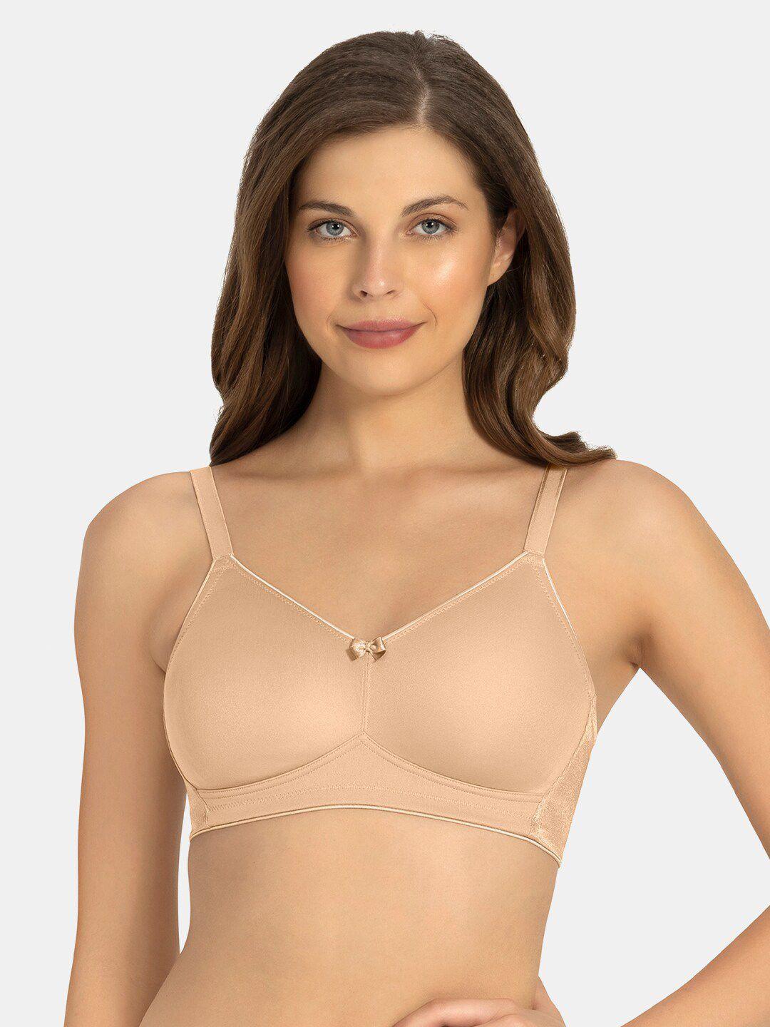 Amante Beige Solid Non-Padded Non-Wired Extra Full Coverage Minimiser Bra - BRA77901