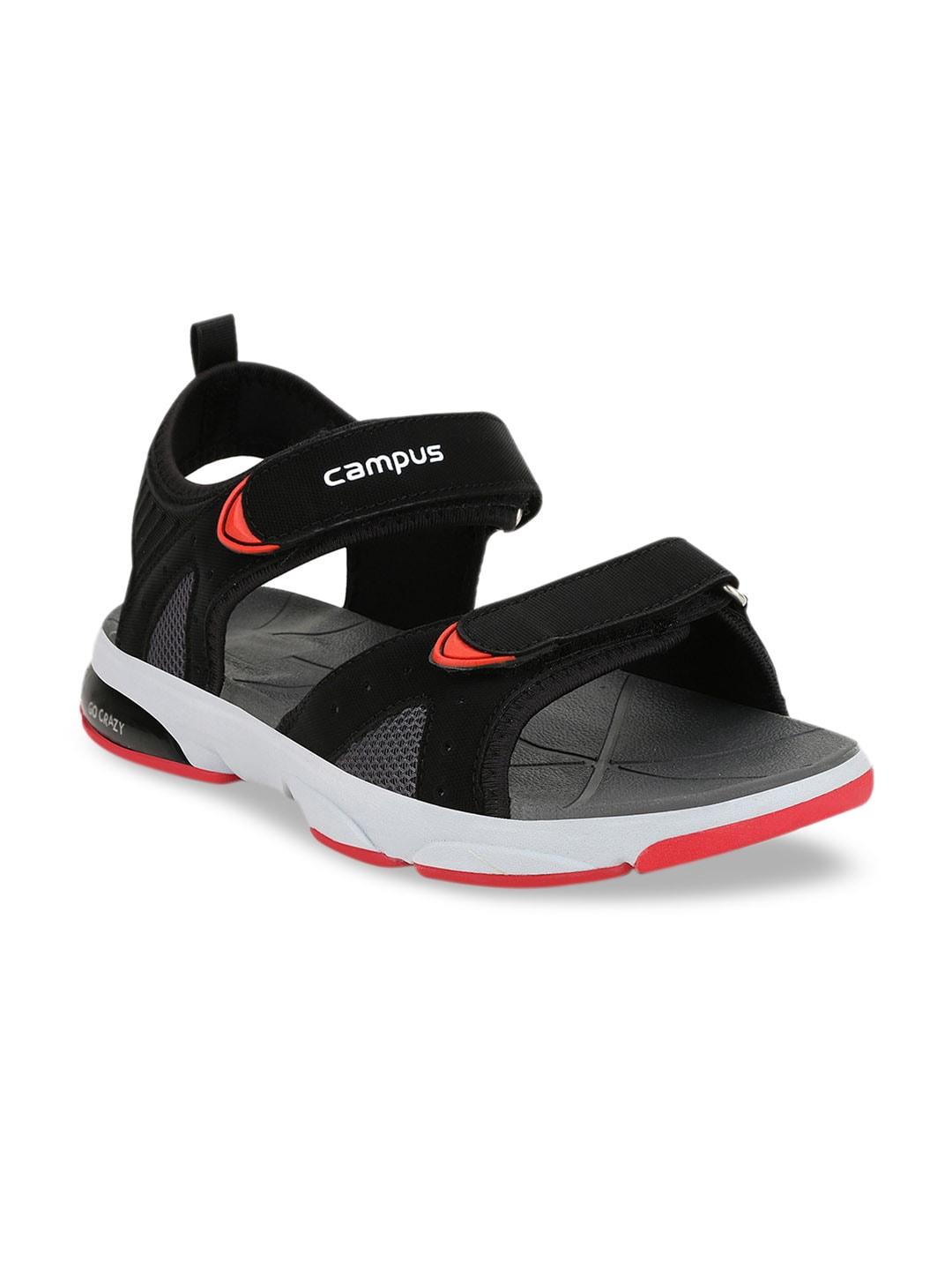 campus-men-black-&-white-solid-sports-sandals