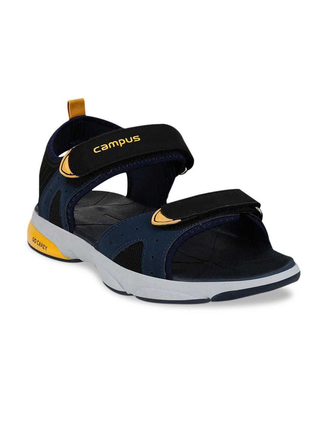 campus-men-black-&-blue-solid-sports-sandals