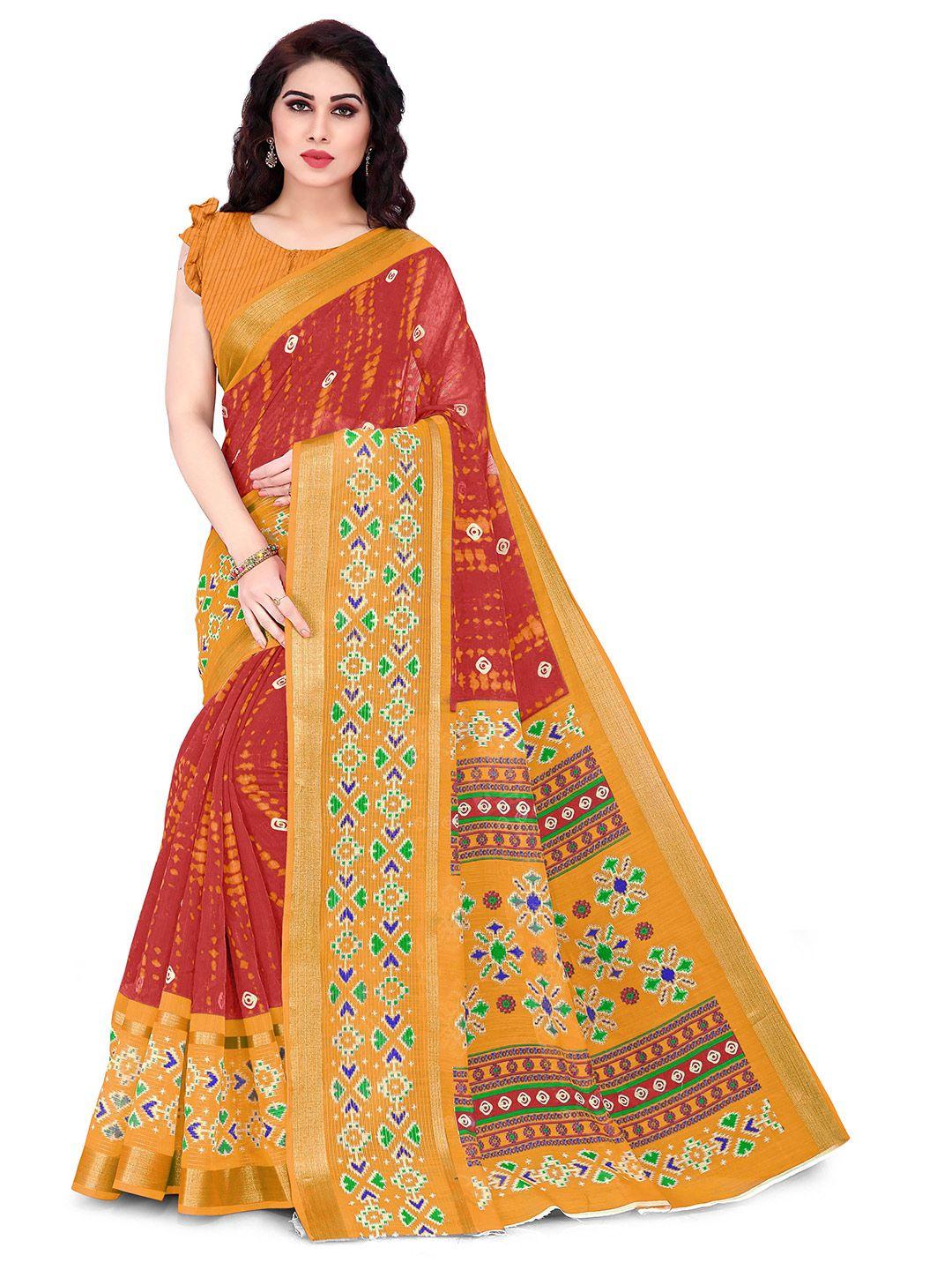kalini-red-&-yellow-printed-saree