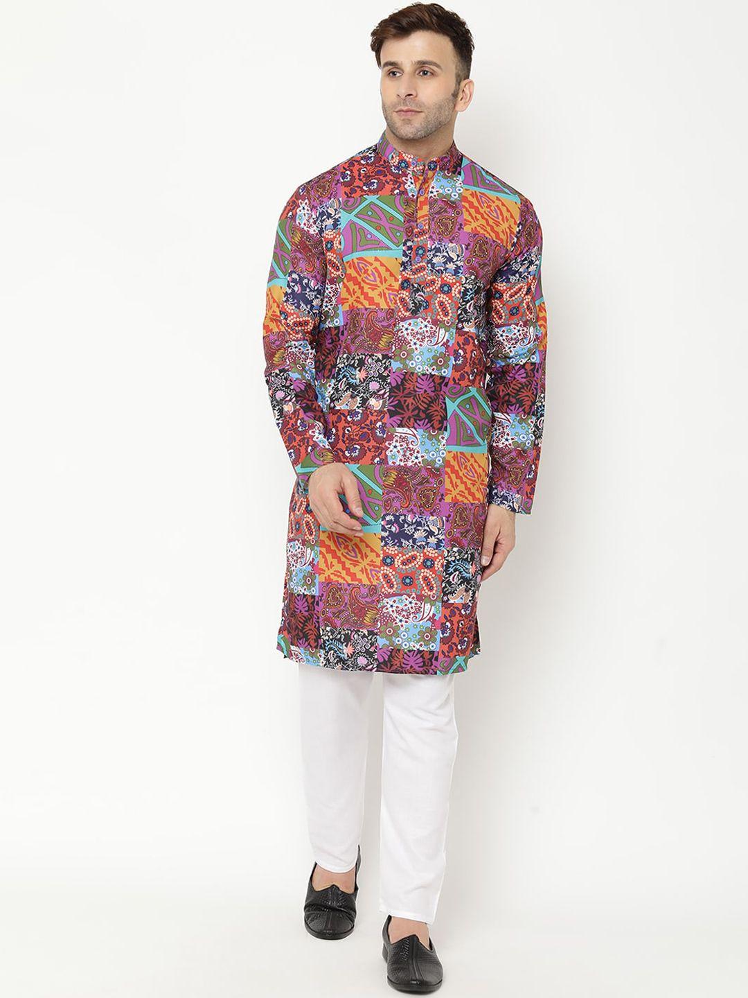 hangup-men-multicoloured-printed-kurta-with-pyjamas