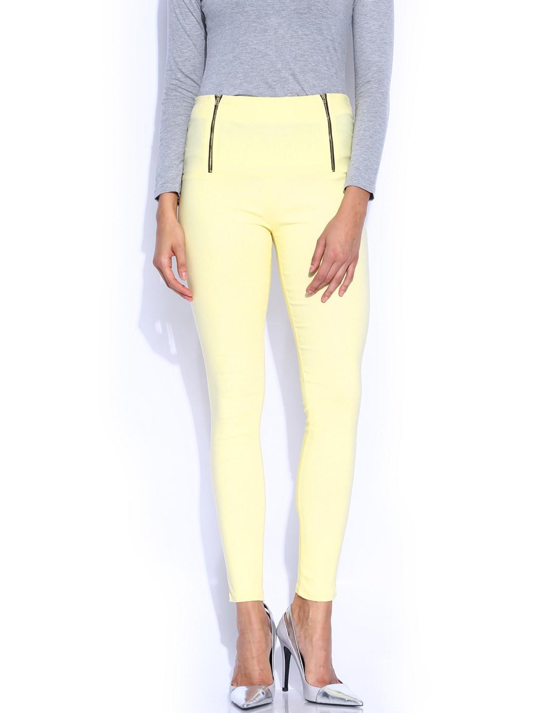Miss Chase Yellow Retro High Waist Jeggings