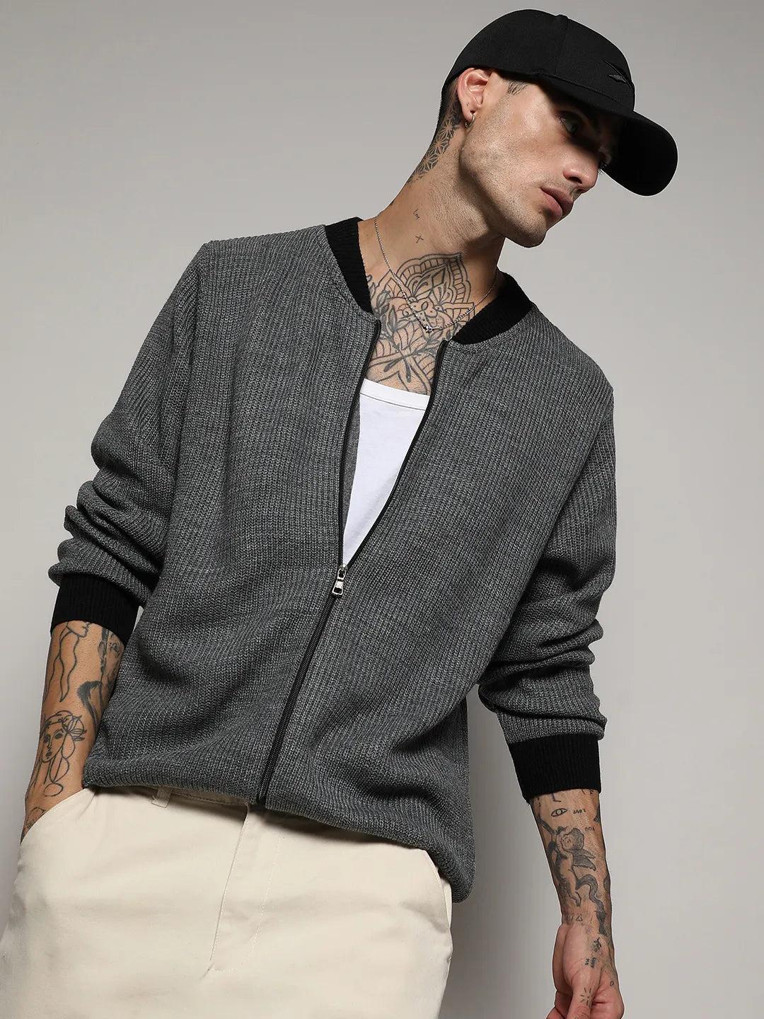 Zip-Front Knitted Jacket