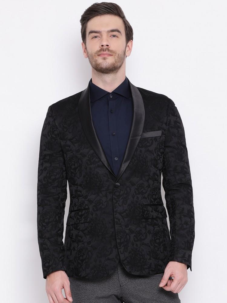 black-printed-collar-blazer