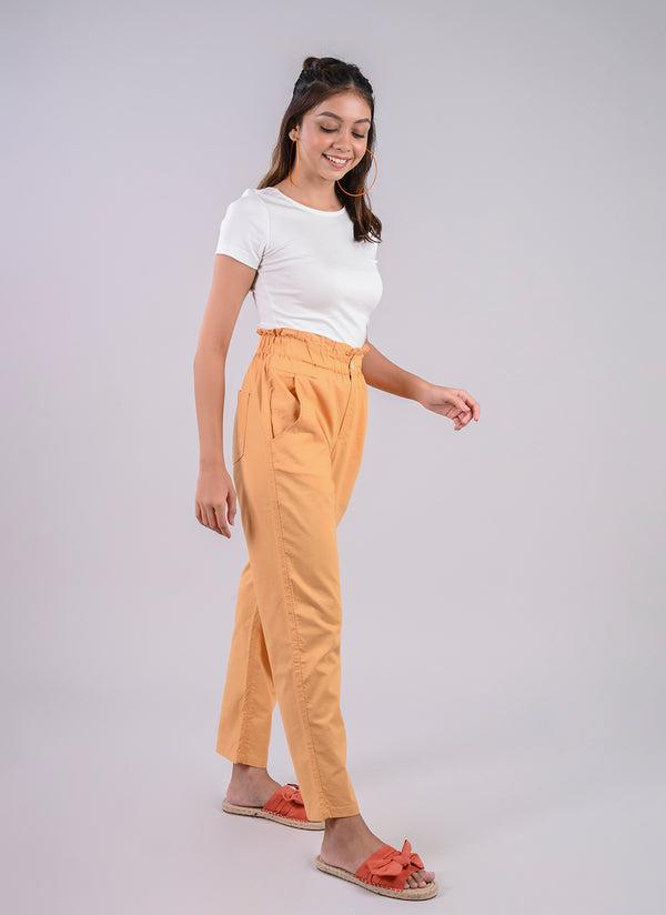 Breezy Pants In Mustard With Paperbag Waist