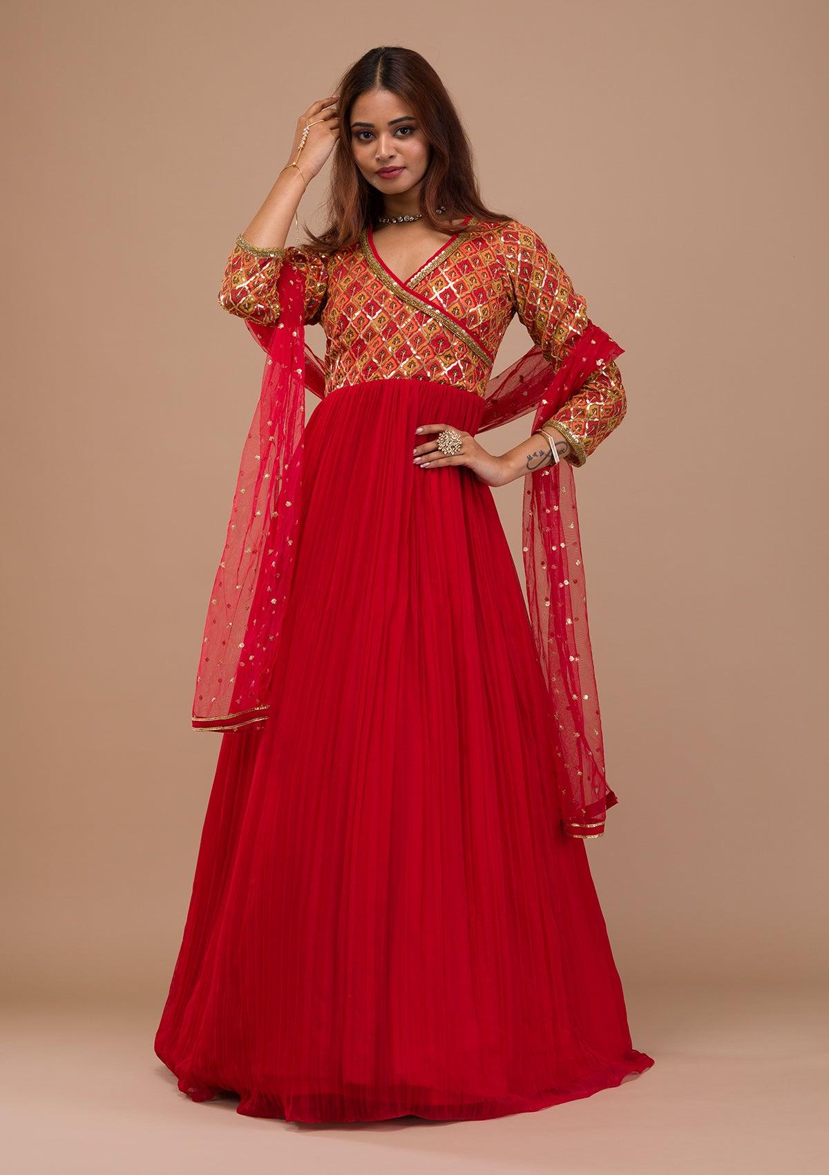 red-sequins-georgette-readymade--anarkali-suit
