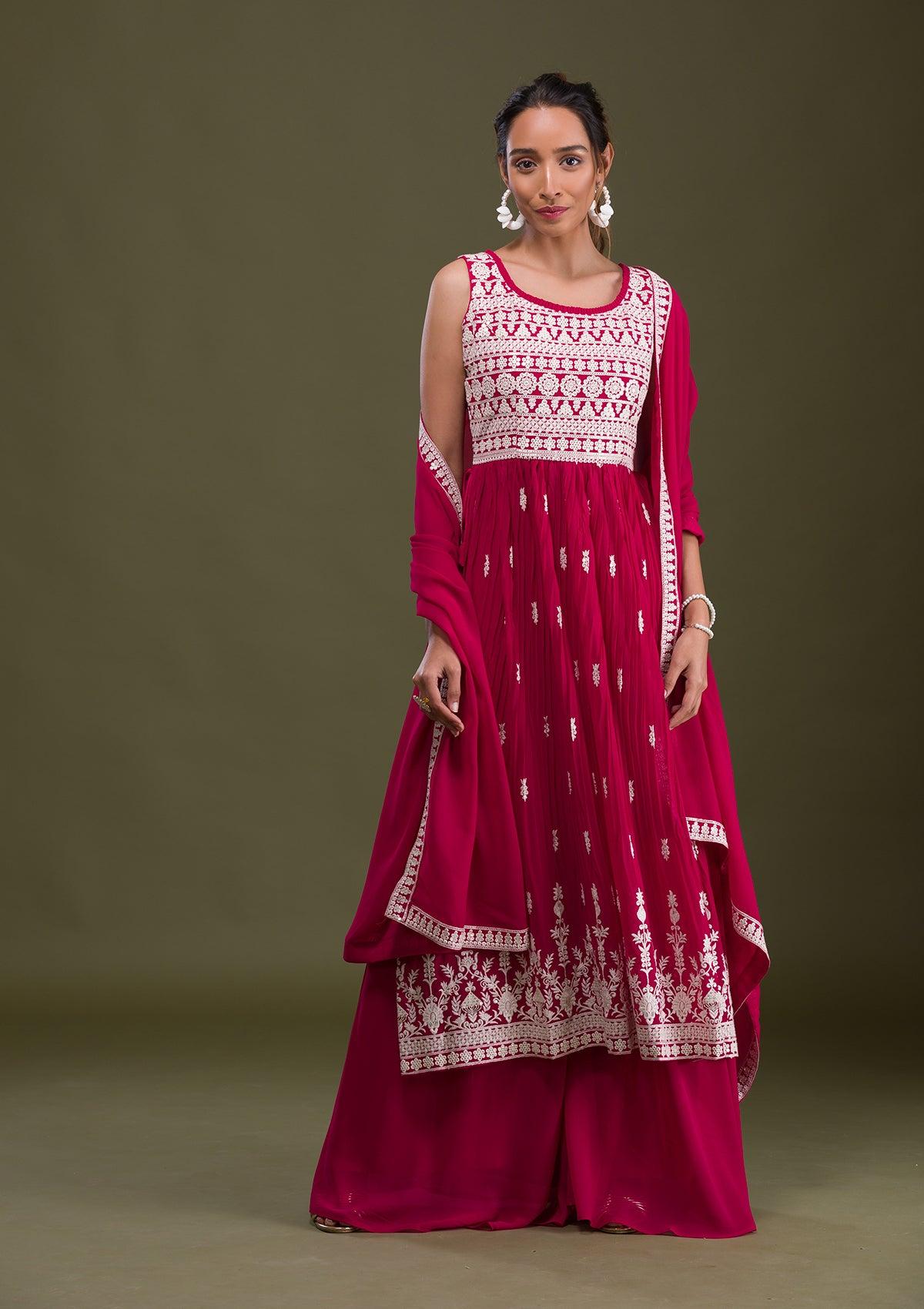 rani-pink-threadwork-georgette-readymade-sharara-suit