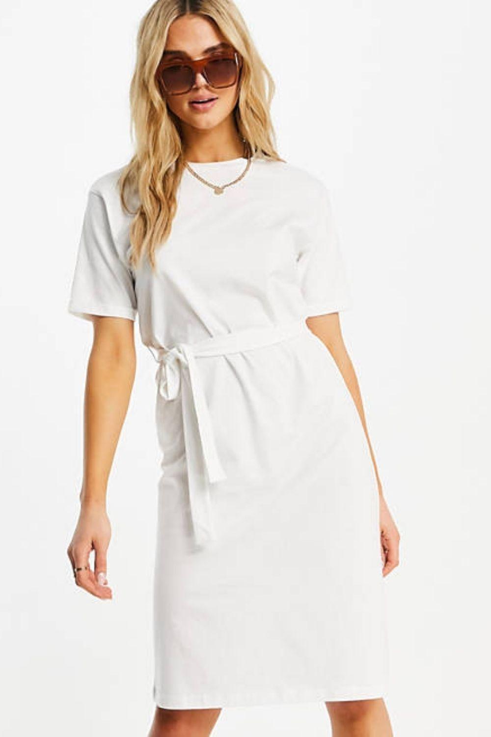 t-shirt-midi-dress-with-belted-waist-in-white