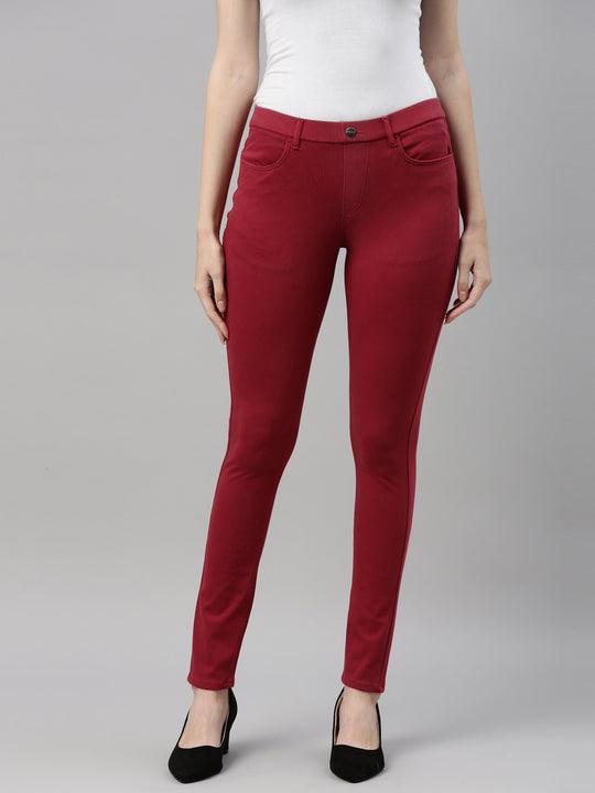 women-solid-cherry-super-stretch-jeggings