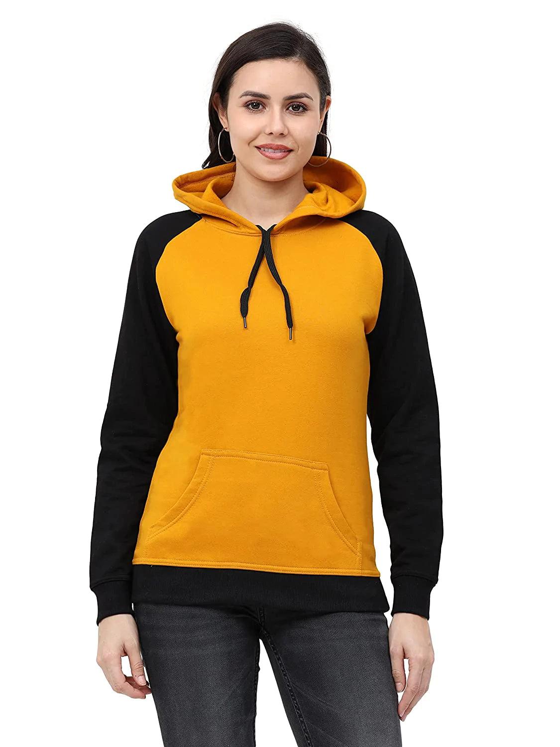 Women's Cotton Color Block Raglan Full Sleeve Sweatshirt/Hoodies