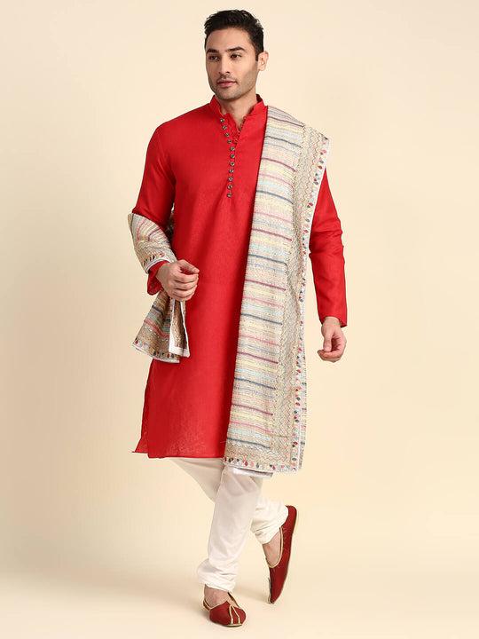 men's-embroidered-grey-&-multi-dupatta-for-kurta/sherwani/achkan