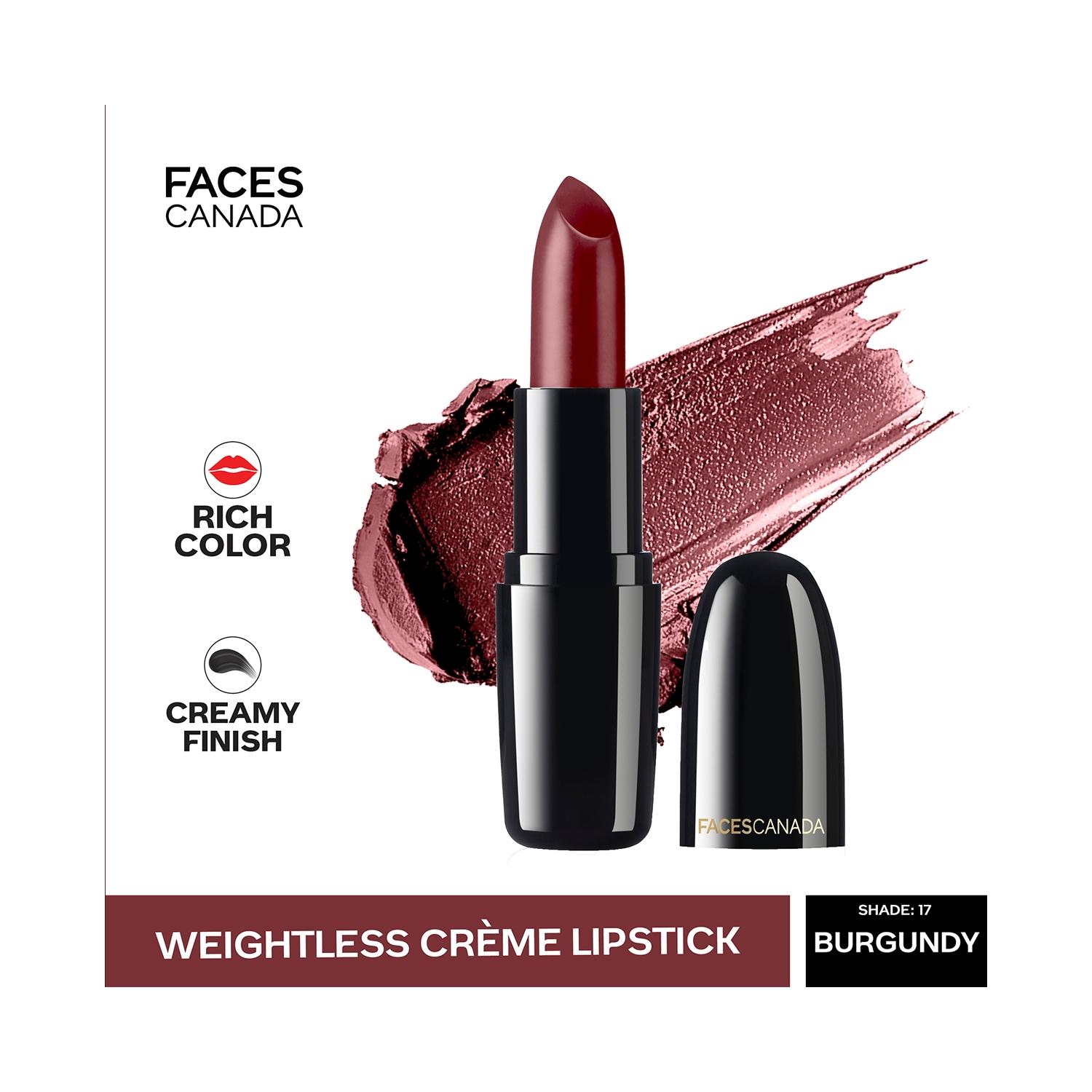 Faces Canada Weightless Creme Finish Lipstick - 17 Burgundy (4g)