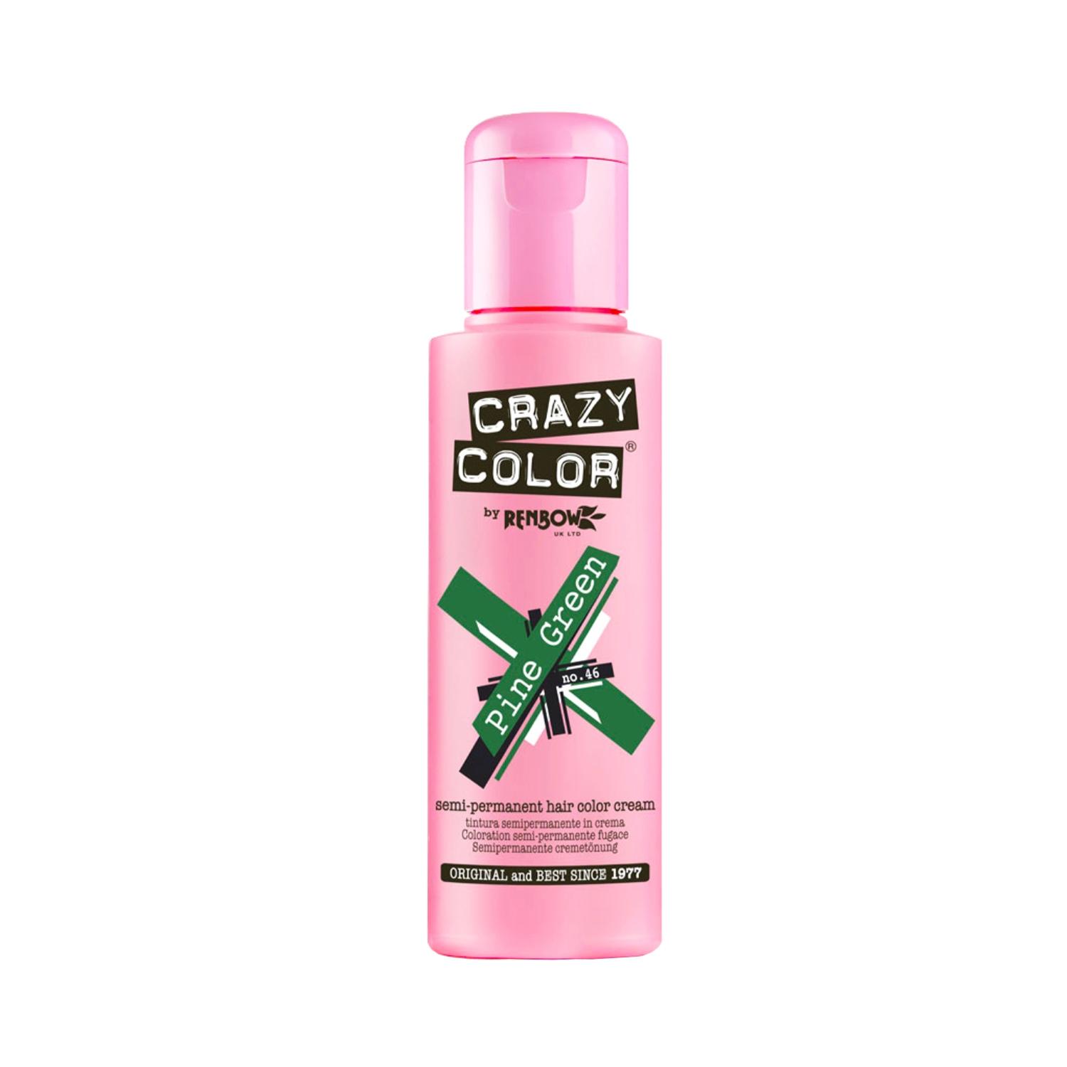 Crazy Color Semi Permanent Hair Color Cream - 46 Pine Green (100ml)