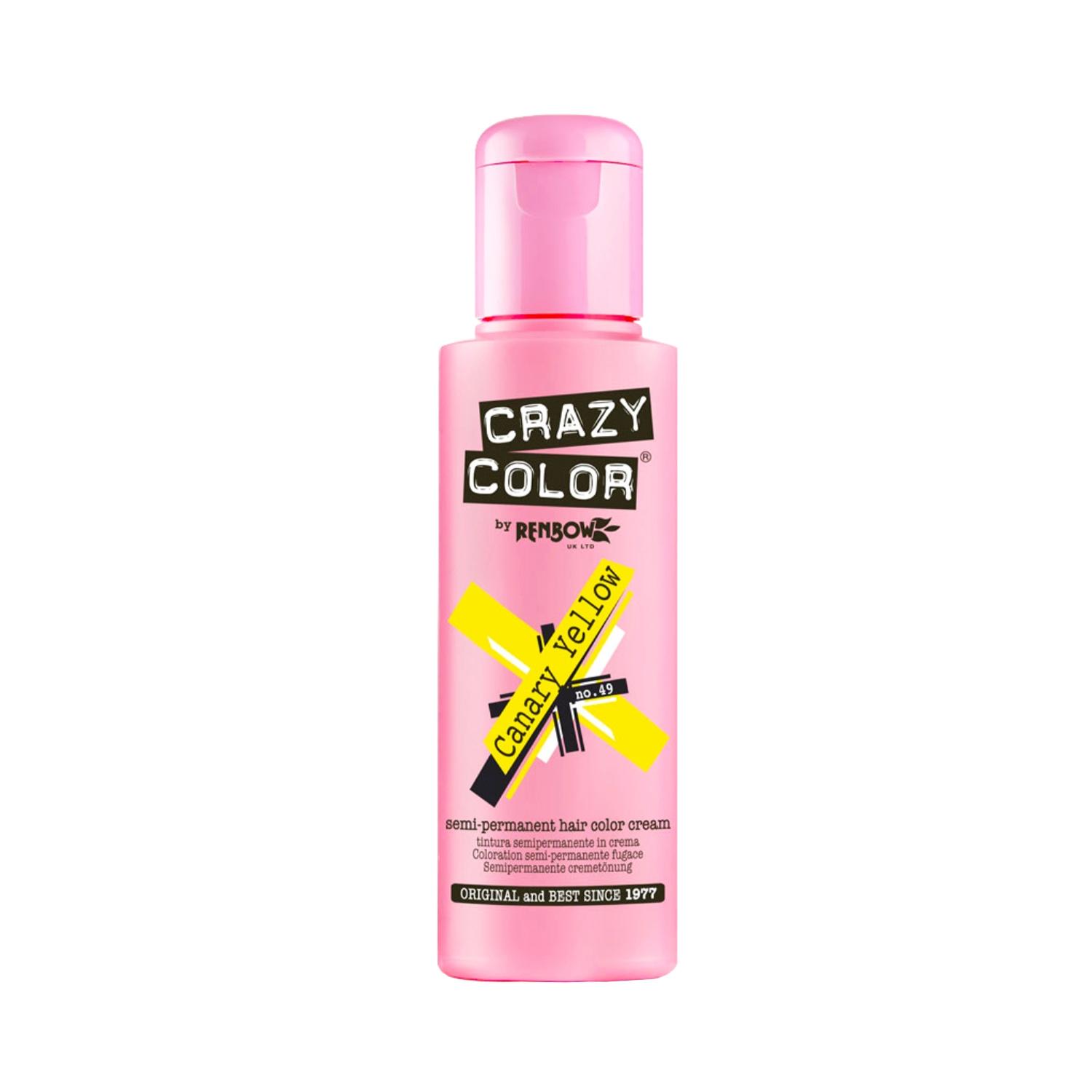 Crazy Color Semi Permanent Hair Color Cream - 49 Canary Yellow (100ml)