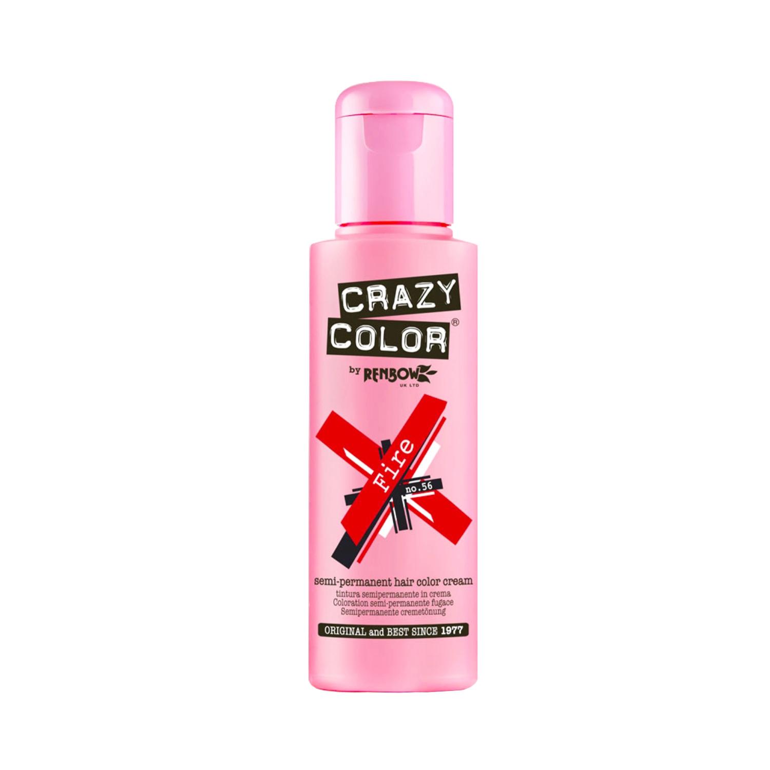Crazy Color Semi Permanent Hair Color Cream - 56 Fire (100ml)