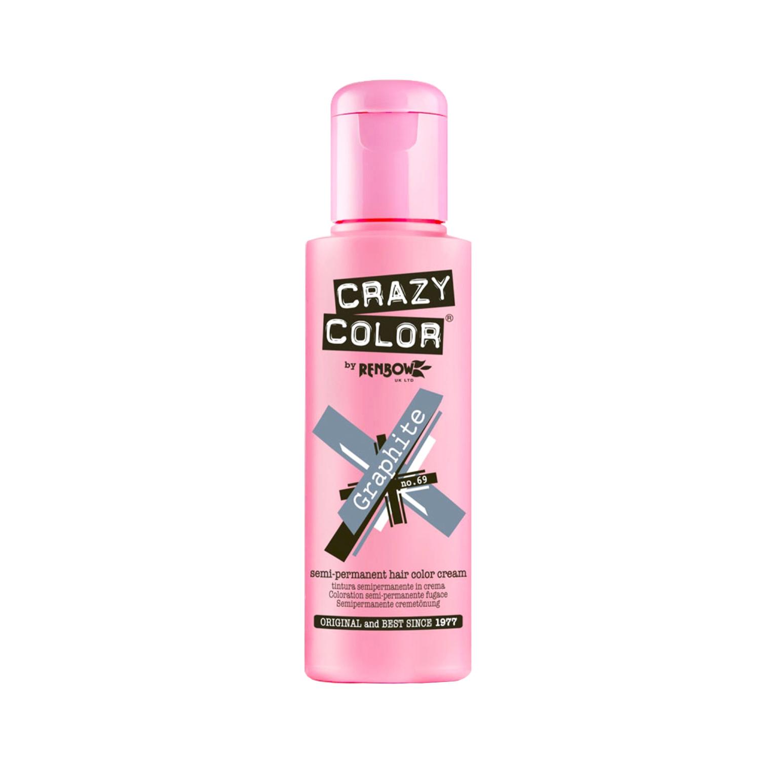 Crazy Color Semi Permanent Hair Color Cream - 69 Graphite (100ml)