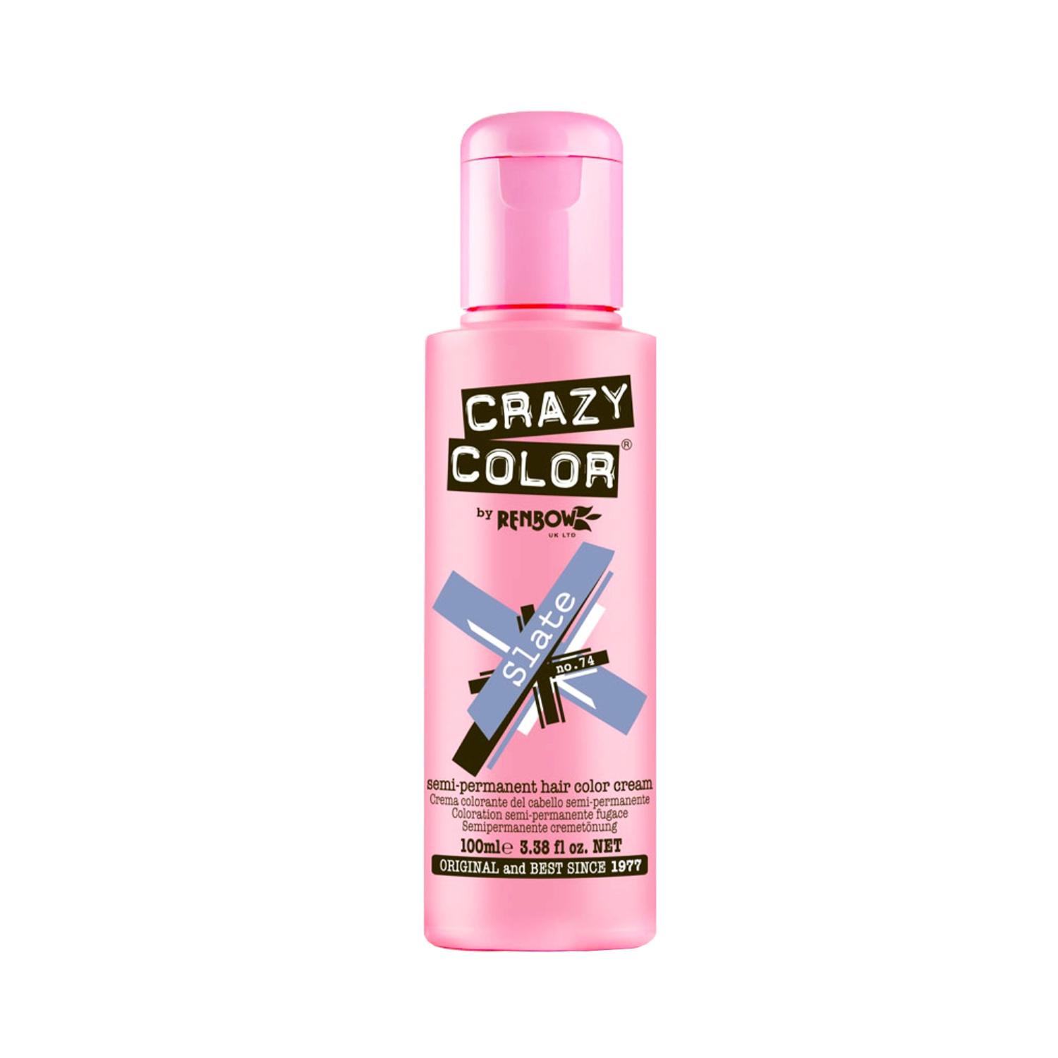 Crazy Color Semi Permanent Hair Color Cream - 74 Slate (100ml)