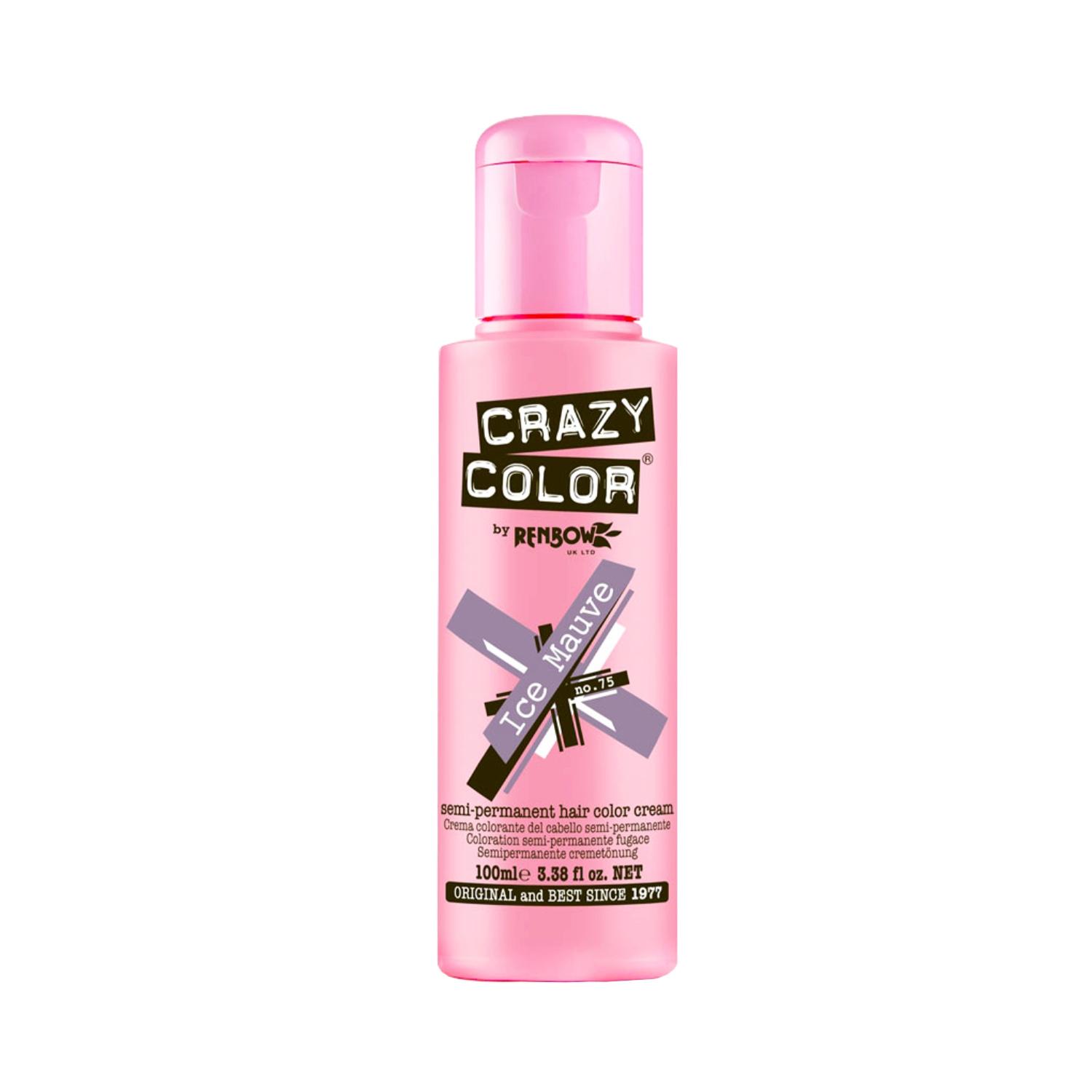 Crazy Color Semi Permanent Hair Color Cream - 75 Ice Mauve (100ml)