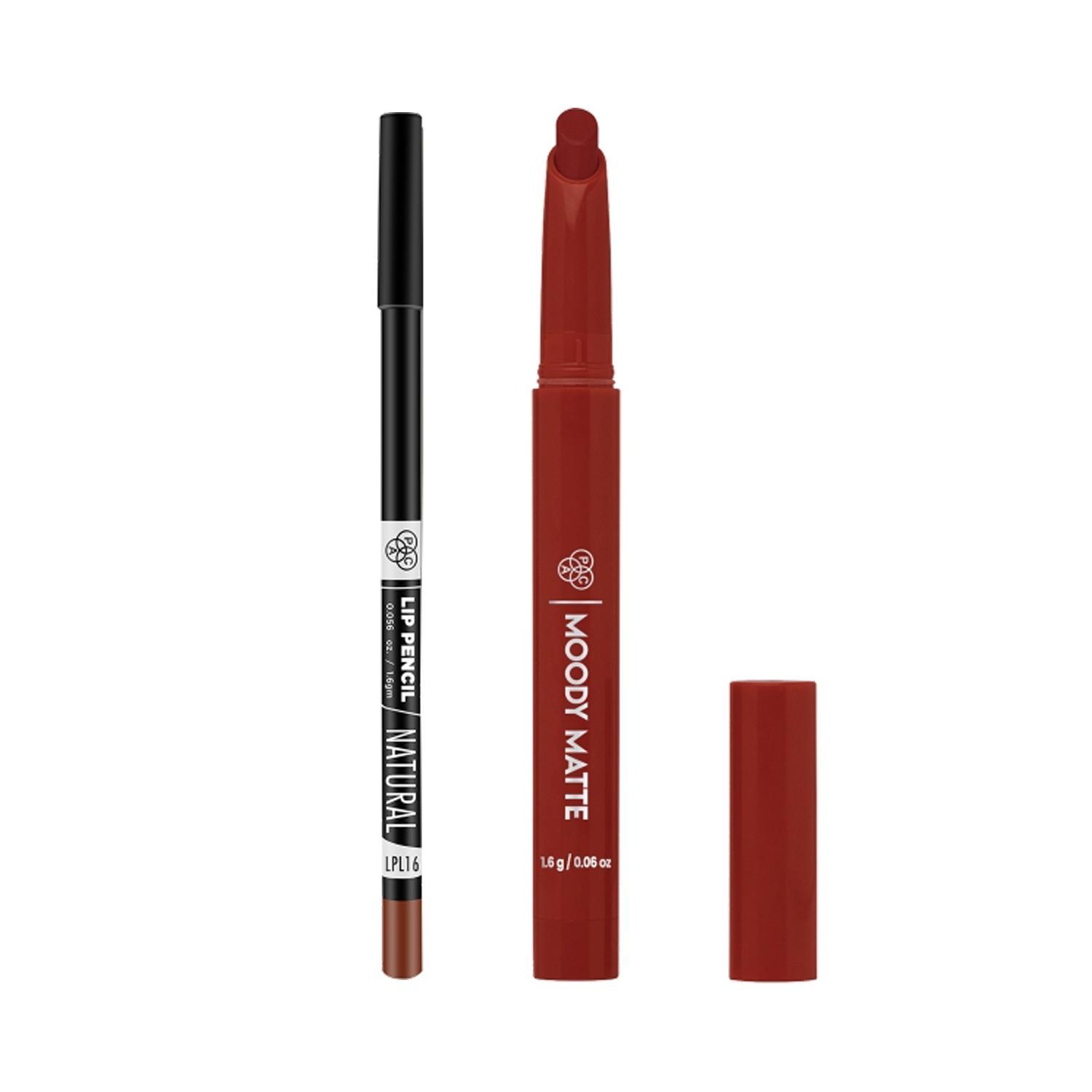 pac-moody-matte-lipstick---devils-delight-&-lip-pencil-16-natural-combo