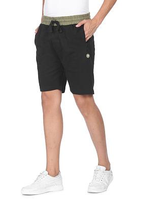 men-black-pure-cotton-solid-shorts