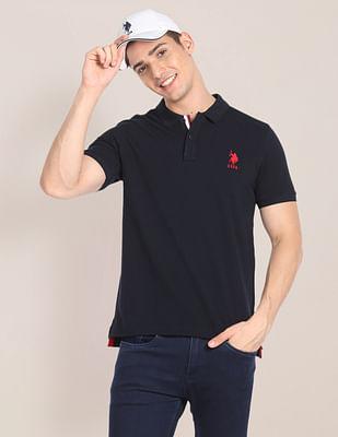 Contrast Placket Solid Polo Shirt