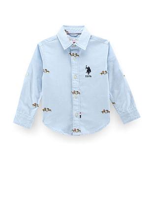 Boys Brand Print Cotton Shirt