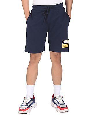 men-navy-drawstring-waist-solid-shorts