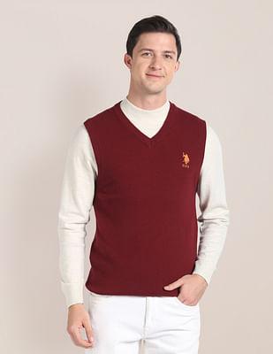 sleeveless-solid-v-neck-sweater