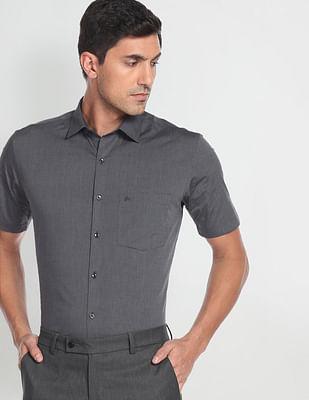regular-fit-solid-short-sleeve-formal-shirt