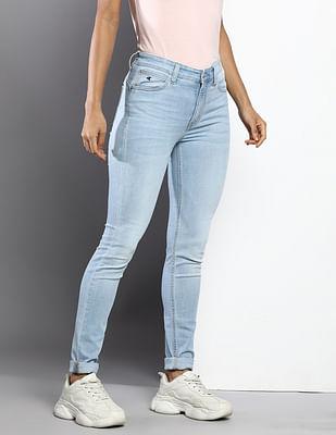 High Rise Skinny Fit Stone Wash Jeans