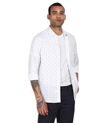 men-white-printed-casual-shirt