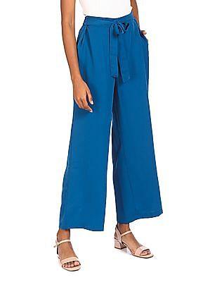 blue-elasticized-waist-solid-pants