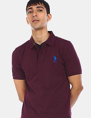 Brand Embroidered Pique Polo Shirt