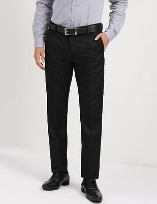 Herringbone Solid Formal Trousers