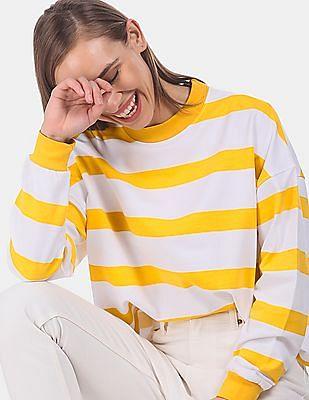 white-and-yellow-crew-neck-striped-sweatshirt