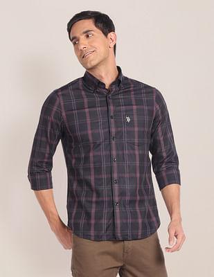 button-down-collar-tartan-check-shirt