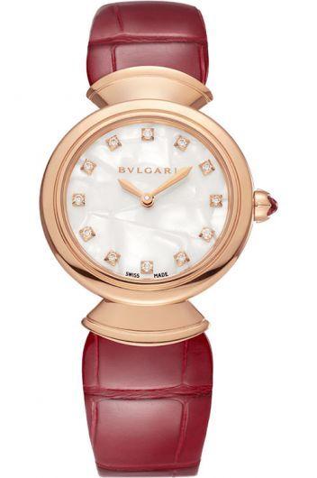 Bvlgari Divas' Dream White Dial Quartz Watch With Leather Strap For Women - 102840
