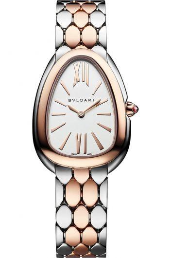 Bvlgari Serpenti White Dial Quartz Watch With Steel & Rose Gold Bracelet For Women - 103277