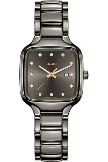 Rado True Square Grey Dial Quartz Watch With Ceramic Strap For Women - R27079702
