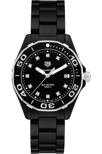 Tag Heuer Aquaracer Black Dial Quartz Watch With Ceramic Strap For Women - Way1397.Bh0743