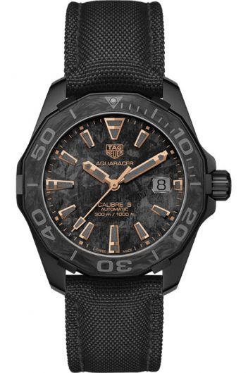 Tag Heuer Aquaracer Black Dial Automatic Watch With Nylon Strap For Men - Wbd218A.Fc6445