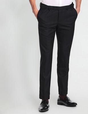 Check Pattern Weave Wool Blend Trousers