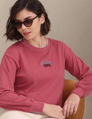 Embroidered Typographic Solid Sweatshirt