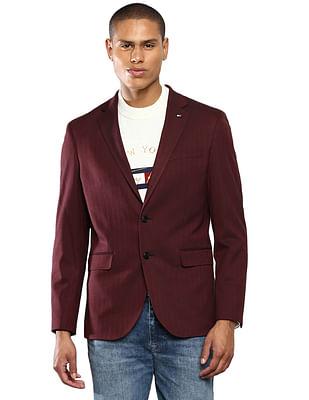 men-burgundy-solid-herringbone--formal-blazer