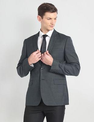 notch-lapel-collar-check-knit-blazer