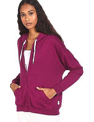 Purple Long Sleeve Hood Sweatshirt