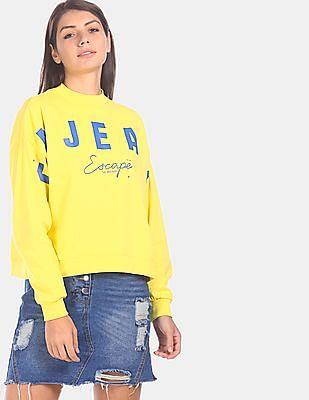 yellow-drop-shoulder-typographic-print-sweatshirt